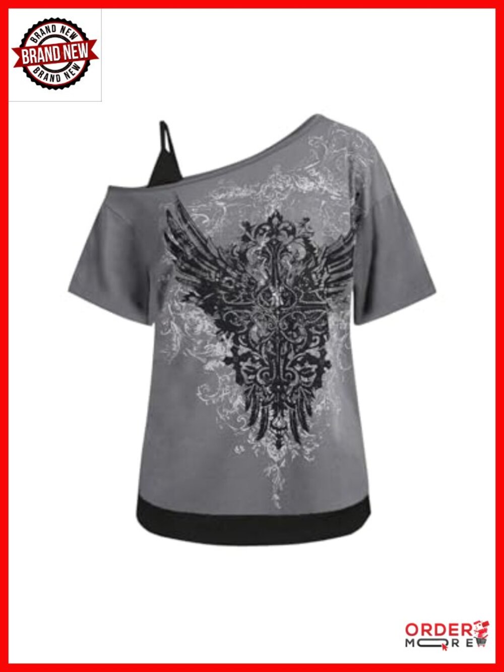 Plus Size Asymmetric Neck Graphic Tee Short Sleeve T-Shirt
